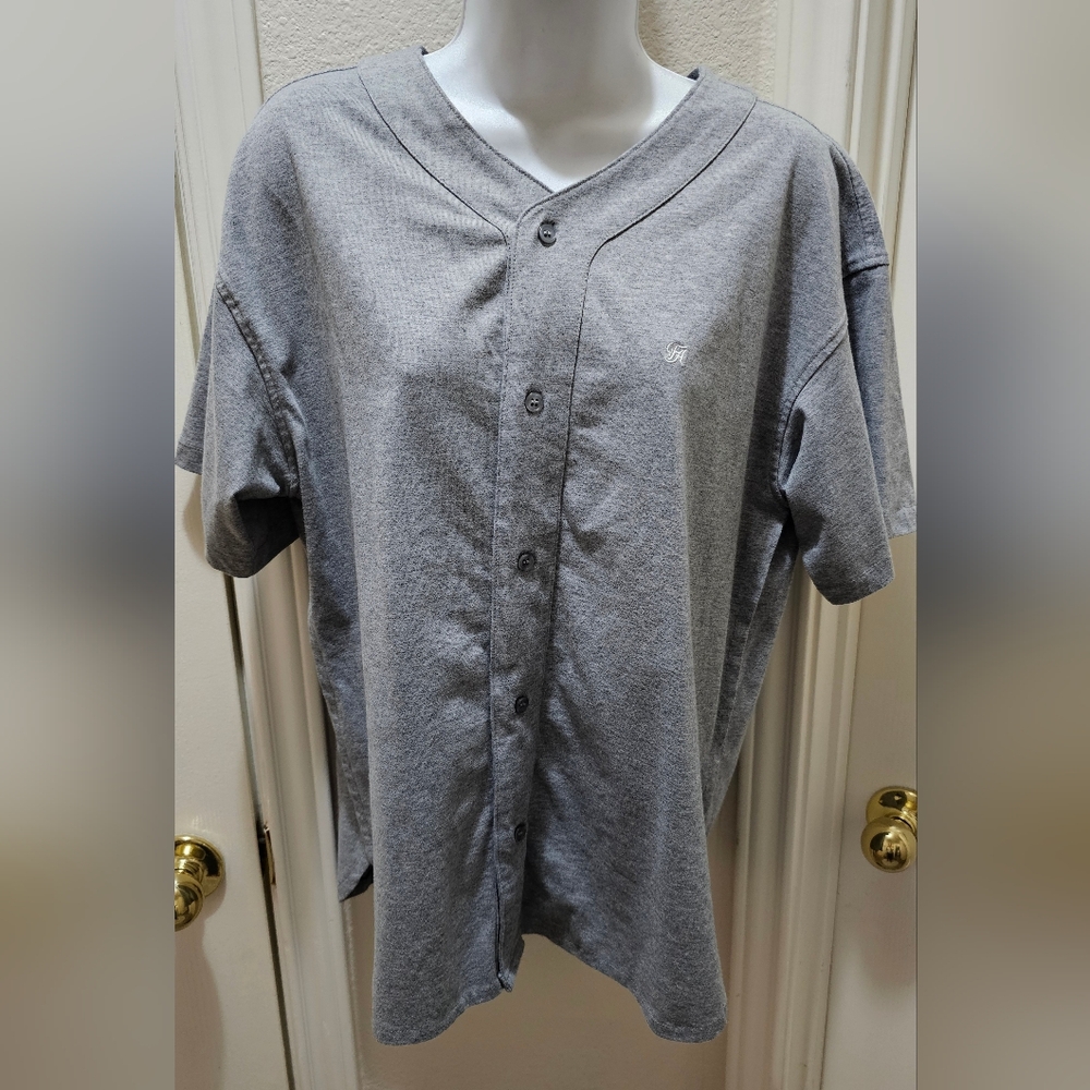 Unisex Heather Grey Button-Up Baseball Shirt Size XXL EUC